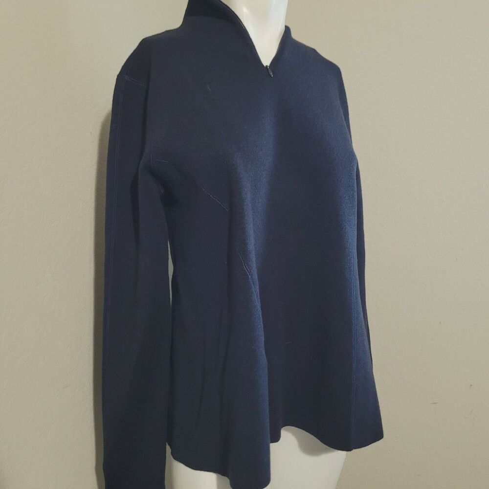 Reiss Medium sweatshirt stretch mock neck longsleeve zipper pullover blue